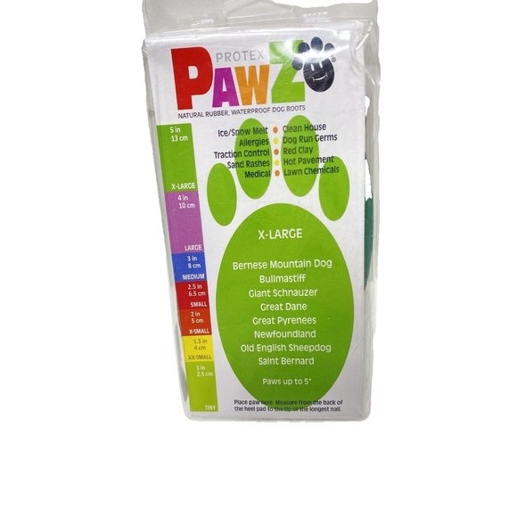 PawZ Green Rubber Dog Boots Waterproof Dog Shoes Size XL, Open Box 4pc!! - Picture 3 of 6